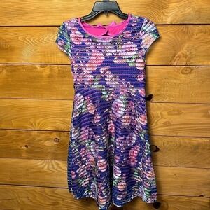 IRIS & IVY Kids Girls Dress Size 16 Floral Print Pink Bow‎ Back Cutout